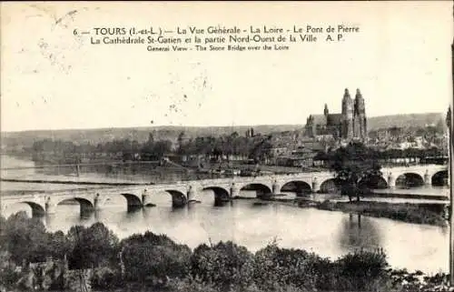 10 alte Ansichtskarten Tours Indre et Loire, diverse Ansichten