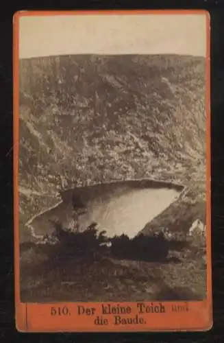 CdV Foto Riesengebirge Schlesien, Mały Staw Kleiner Teich mit Baude