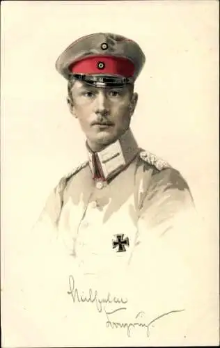 Künstler Ak Kronprinz Wilhelm von Preußen, Portrait in Uniform, I. WK