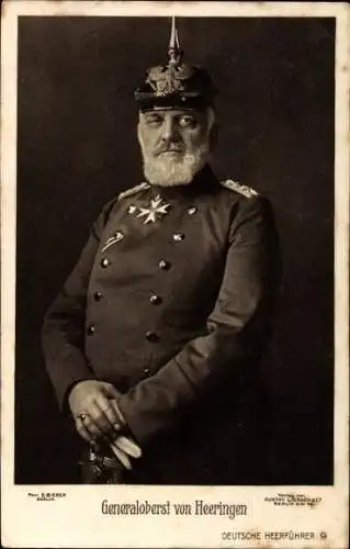 Ak Generaloberst Josias von Heeringen, Portrait mit Pickelhaube, Liersch
