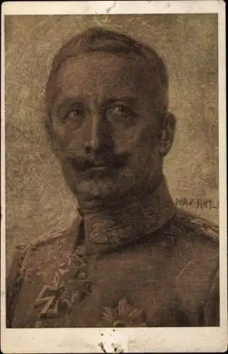 Künstler Ak Antlers, Max, Kaiser Wilhelm II., Portrait, I. WK