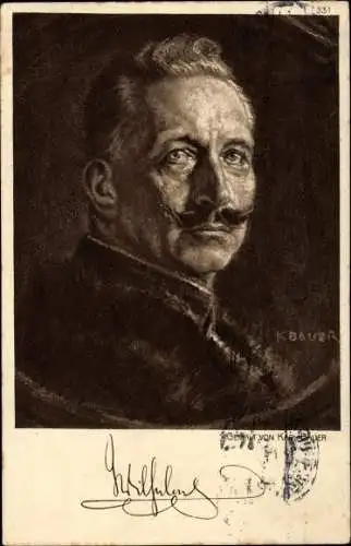 Künstler Ak Bauer, Karl, Kaiser Wilhelm II., Portrait
