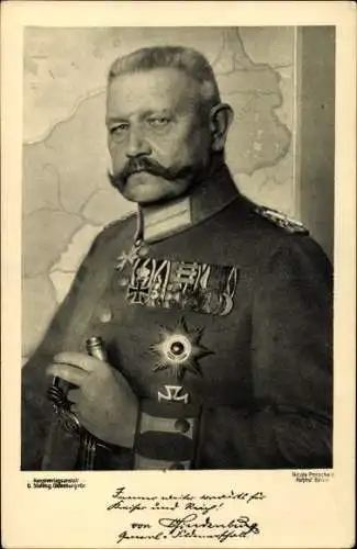 Ak Generalfeldmarschall Paul von Hindenburg, Portrait, Wohlfahrtspostkarte, I. WK