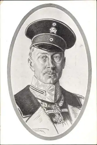 Künstler Ak Kronprinz Wilhelm von Preußen, Portrait in Uniform, Schirmmütze