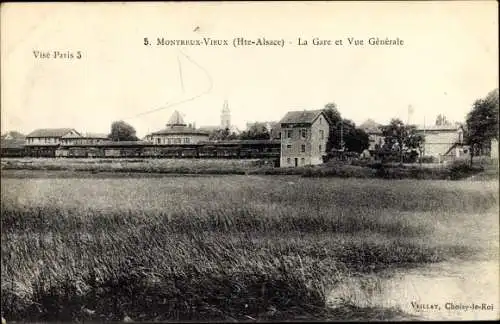 Ak Montreux Vieux Altmünsterol Elsass Haut Rhin, La Gare et Vue générale