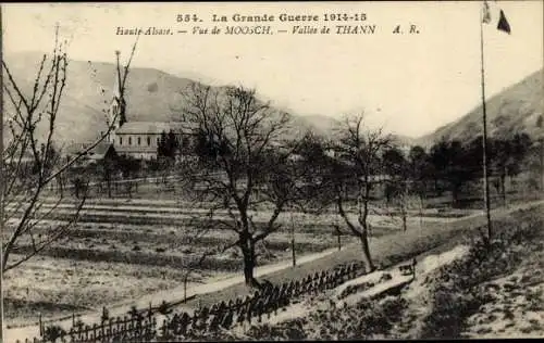 Ak Moosch Elsaß Elsass Haut Rhin, Vallée de Thann, I. WK