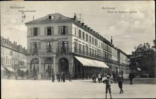 Ak Mulhouse Mülhausen Elsass Haut Rhin, Neuquartierplatz, Place du nouveau quartier