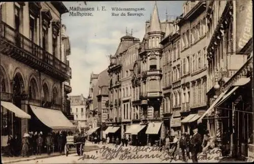 Ak Mulhouse Mülhausen Elsass Haut Rhin, Wildemannsgasse, Rue du Sauvage