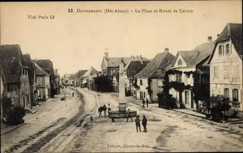 Ak Dannemarie Dammerkirch Elsass Haut Rhin, La Place et Route de Cernay