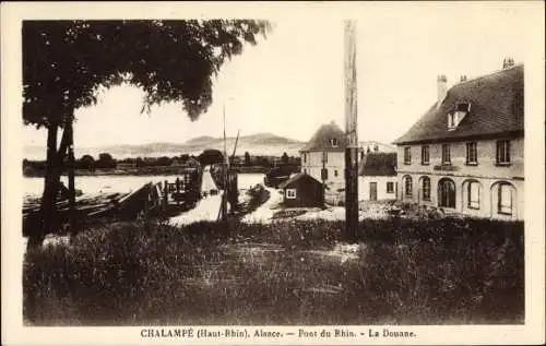 Ak Chalampé Eichwald Elsass Haut Rhin, Pont du Rhin, La Douane