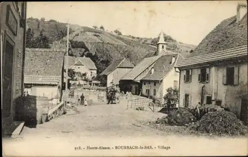 Ak Bourbach le Bas Niederburbach Elsass Haut Rhin, Village, Straßenpartie