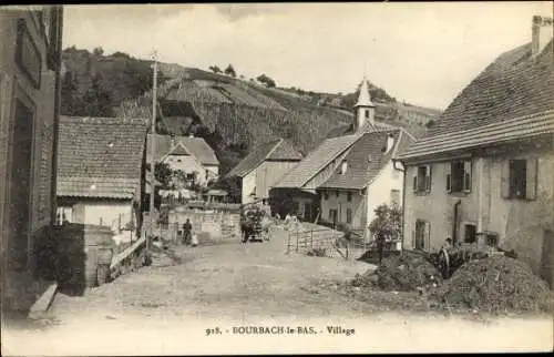 Ak Bourbach le Bas Niederburbach Elsass Haut Rhin, Village, Straßenpartie