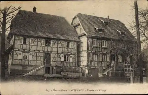 Ak Altenach Elsass Haut Rhin, Entrée du Village