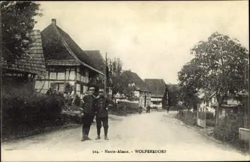 Ak Wolfersdorf Elsass Haut Rhin, Straßenpartie