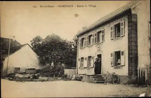 Ak Hagenbach Elsass Haut Rhin, Entrée du Village