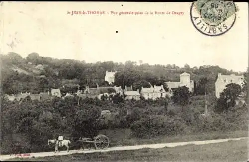 Ak Saint Jean le Thomas Manche, Vue générale prise de la Route de Dragey