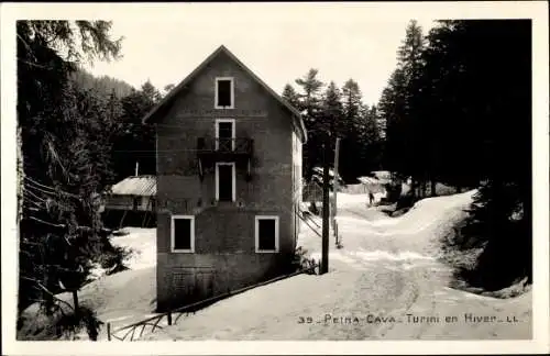 Ak Peïra Cava Frankreich, Turini en Hiver, Straßenpartie im Winter, Lévy & Neurdein réunis 39