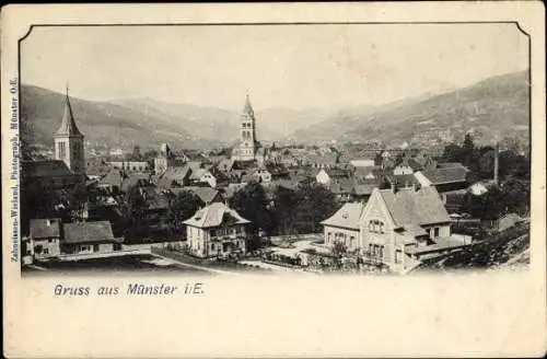 Ak Munster Münster Elsaß Elsass Haut Rhin, Blick über die Dächer der Stadt, Kirchen