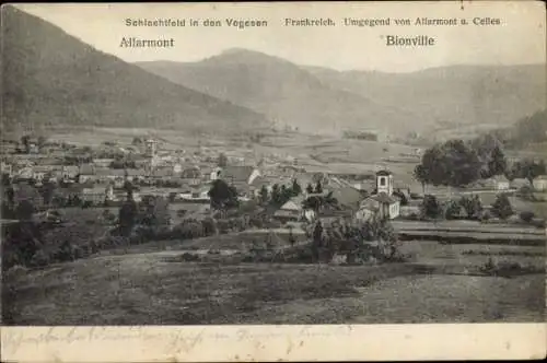 Ak Allarmont Bionville Lothringen Meurthe et Moselle, Panorama, Kirchen, Kriegsschauplatz Vogesen