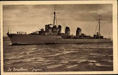 Ak Französisches Kriegsschiff, Le Torpilleur Jaguar, Besatzung an Deck