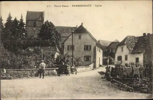 Ak Rammersmatt Elsass Haut Rhin, Eglise, Kirche und Straßenpartie