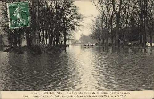 Ak Boulogne Billancourt Hauts de Seine, Inondation du Polo 1910, Hochwasser, Neurdein Frères 210