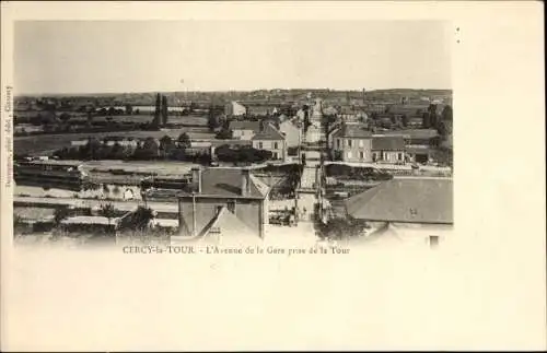 Ak Cercy la Tour Nièvre, L'Avenue de la Gare prise de la Tour