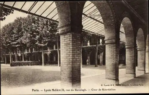 Ak Paris, Lycée Molière, 71 Rue du Ranelagh, Cour de Récréation