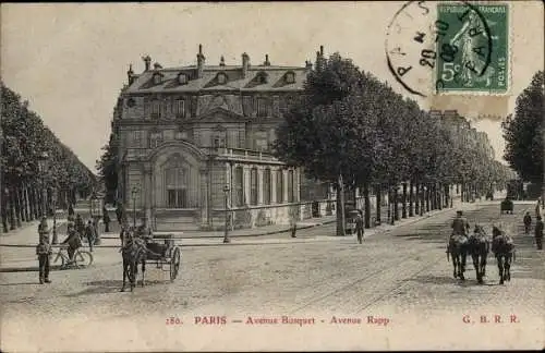 Ak Paris, Avenue Bosquet, Avenue Rapp, Straßenansicht