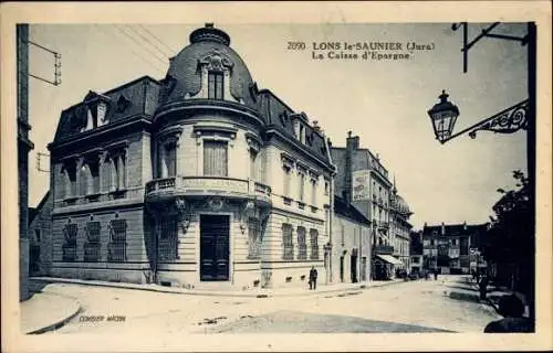 Ak Lons le Saunier Jura, La Caisse d'Epargne, Straßenpartie