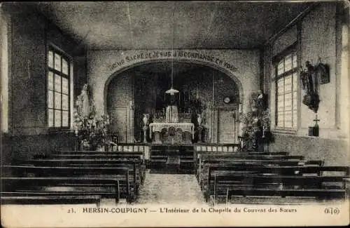 Ak Hersin Coupigny Pas de Calais, Chapelle du Couvent des Soeurs, Interieur, Klosterkapelle innen