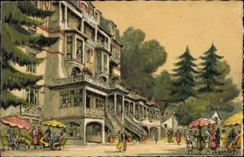 Künstler Ak Bardat, Tessé La Madeleine Orne, Bagnoles de l'Orne, Hotel Bel Air, Gäste