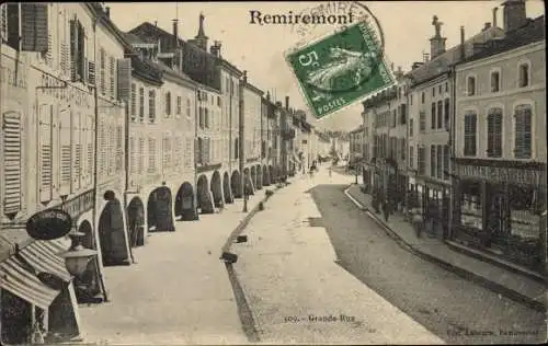 Ak Remiremont Lothringen Vosges, Grande Rue, Grand Bazar Central, Geschäft J. Didier Laurent