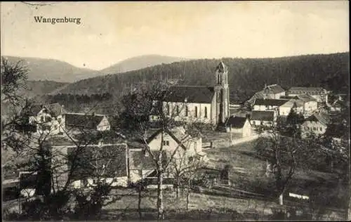 Ak Wangenbourg Wangenburg Elsass Bas Rhin, Kirche und Wohnhäuser, Ortspanorama