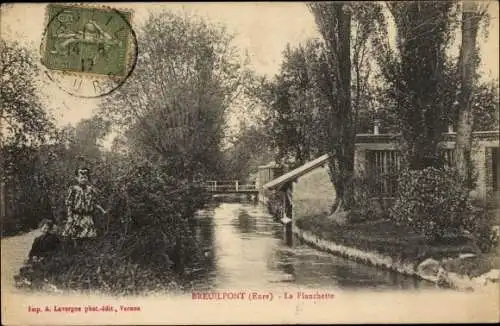 Ak Breuilpont Eure, La Planchette, Flusspartie, Kinder am Ufer