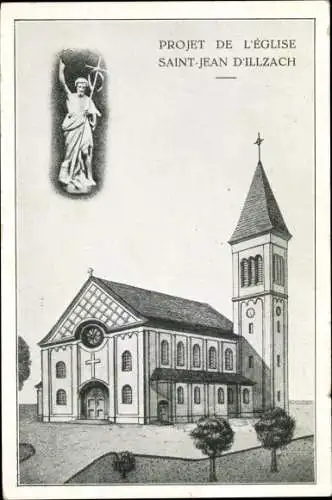 Ak Illzach Elsass Haut Rhin, Projet de l'Église Saint Jean, Kirche