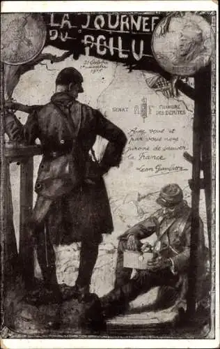Künstler Ak La Journee du Poilu, 31 Octobre 1915, französische Soldaten, I. WK
