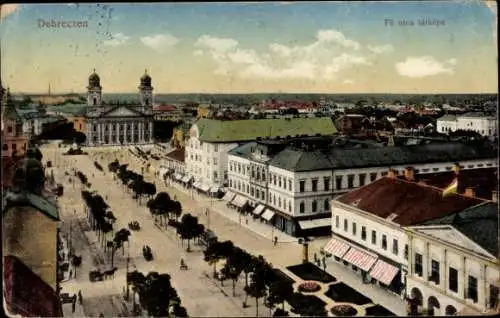 Ak Debrecen Debrezin Ungarn, Fo utca latkepe, Teilansicht der Stadt