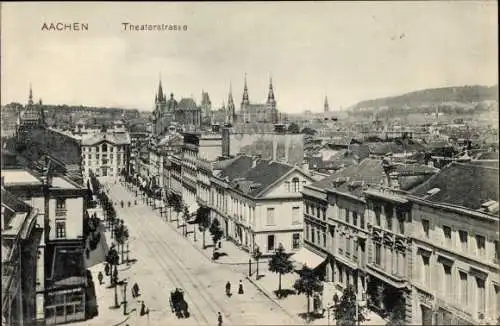 Ak Aachen in Nordrhein Westfalen, Blick in die Theaterstraße