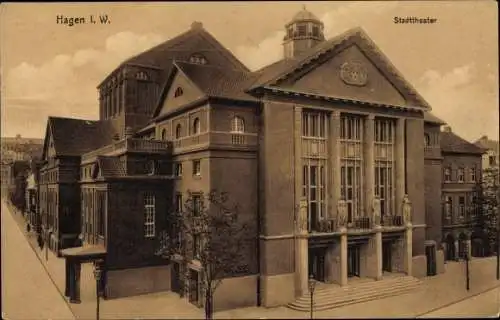 Ak Hagen in Westfalen, Stadttheater, Außenansicht von der Straße