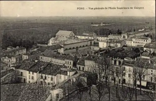 Ak Pons Charente Maritime, Vue générale de l'Ecole Supérieure de Garçons