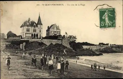 Ak Saint Quay Portrieux Côtes d’Armor, Un coin de la Plage, Strandpartie