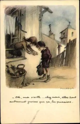 Künstler Ak Poulbot, Francisque, Ligue Nationale Contre le Taudis, Kinder