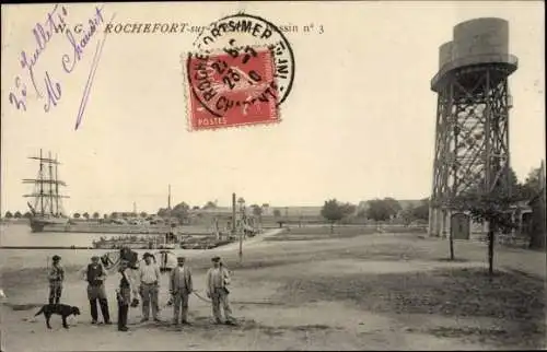 Ak Rochefort sur Mer Charente Maritime, Bassin No. 3, Hafen, Speichertürme, Segelschiff