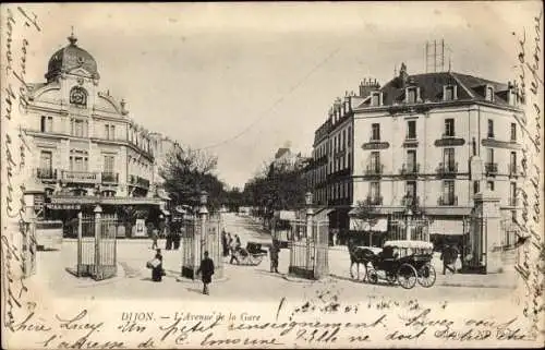 Ak Dijon Côte d’Or, L'Avenue de la Gare, Grand Hotel Morot, Hotel du Casino, Brasserie Alsacienne