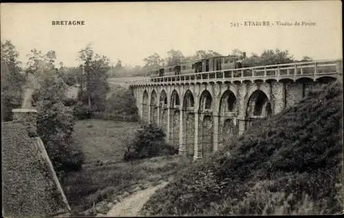 Ak Binic Étables sur Mer Côtes d’Armor, Viaduc de Ponto, Eisenbahnbrücke, Viadukt