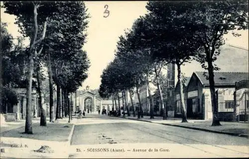 Ak Soissons Aisne, Avenue de la Gare, Bahnhofstraße