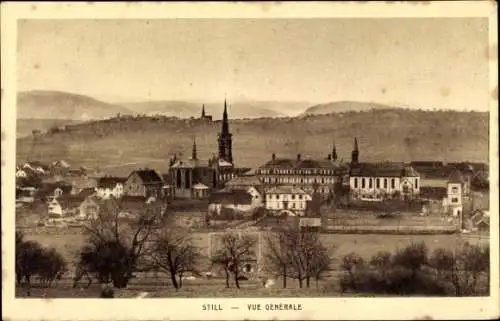 Ak Still Elsass Bas Rhin, Vue générale, Kirche, Panorama vom Ort