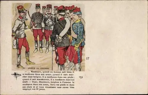 Künstler Ak Guillaume, Albert, Speech du Colonel, Soldaten in Uniformen