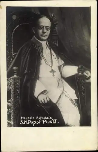 Foto Ak Papst Pius XI., Achille Ambrogio Damiano Ratti, Portrait